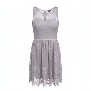 Lily Rose Lavender Lace Fit Flare Dress Womens Medium Sheer Overlay Occasion
